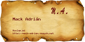 Mack Adrián névjegykártya